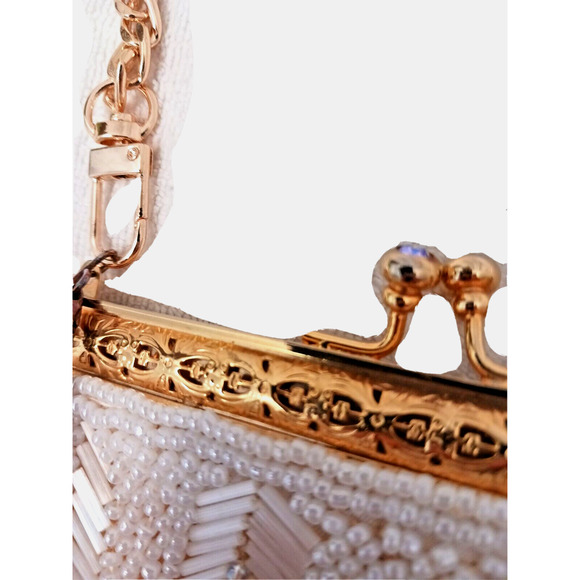 Victorian Glass BEADED Iridescent Bead 14K Plated Evening ART DECO NOUVEAU Purse - Picture 6 of 16